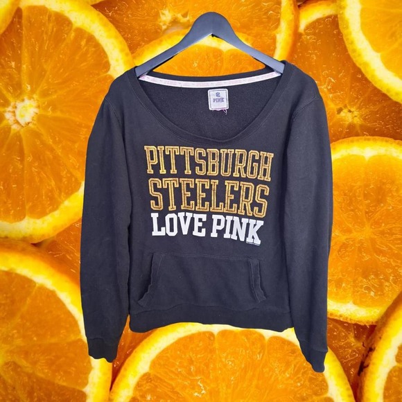 Pink Pittsburgh Steelers Love Pink Sweatshirt with Front‎ Pocket - Picture 1 of 6